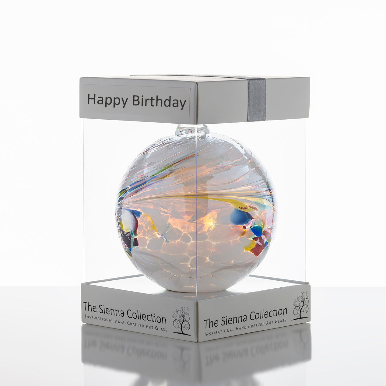 10cm Friendship Ball - Happy Birthday - Sienna Glass