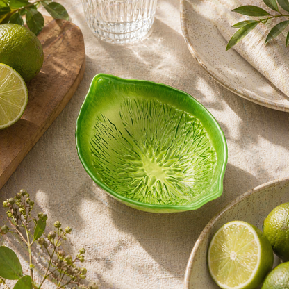 15cm Glass Bowl - Lime Design