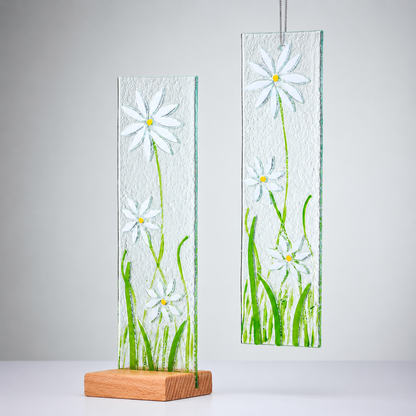Hanging Decorative Flower Plaque - White