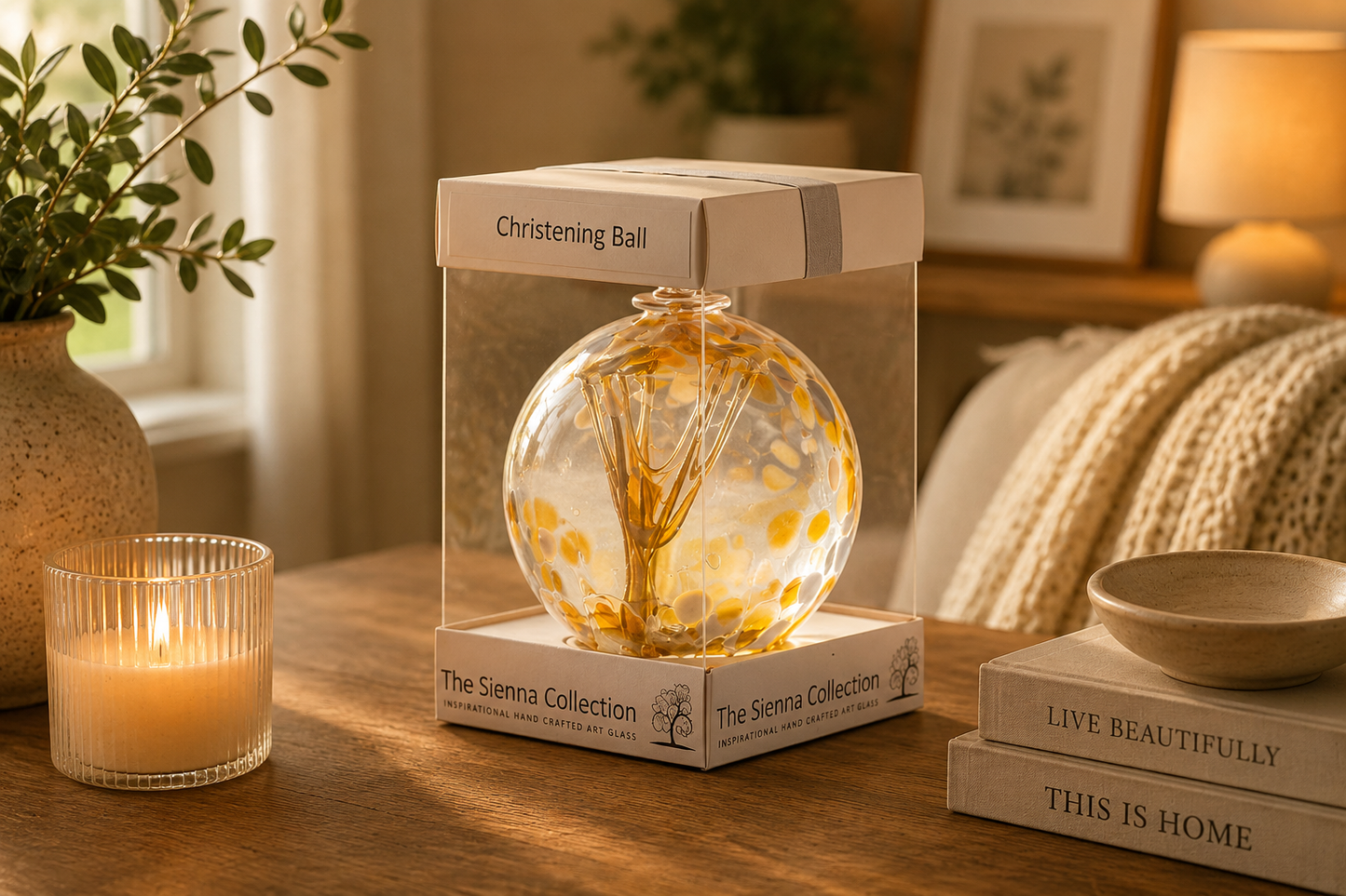 10cm Spirit Ball - Christening - Pastel Gold