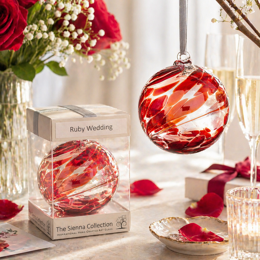 10cm Friendship Ball - 40th Wedding Anniversary - Ruby