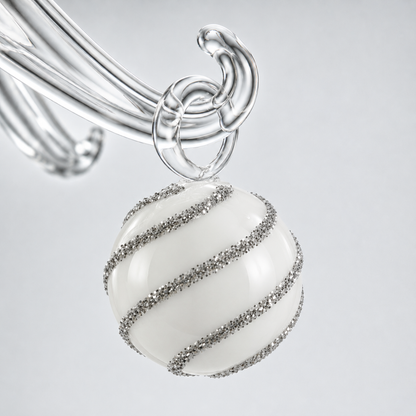 Glass Christmas Tree with Hanging Ornaments – 20cm – Clear/Silver