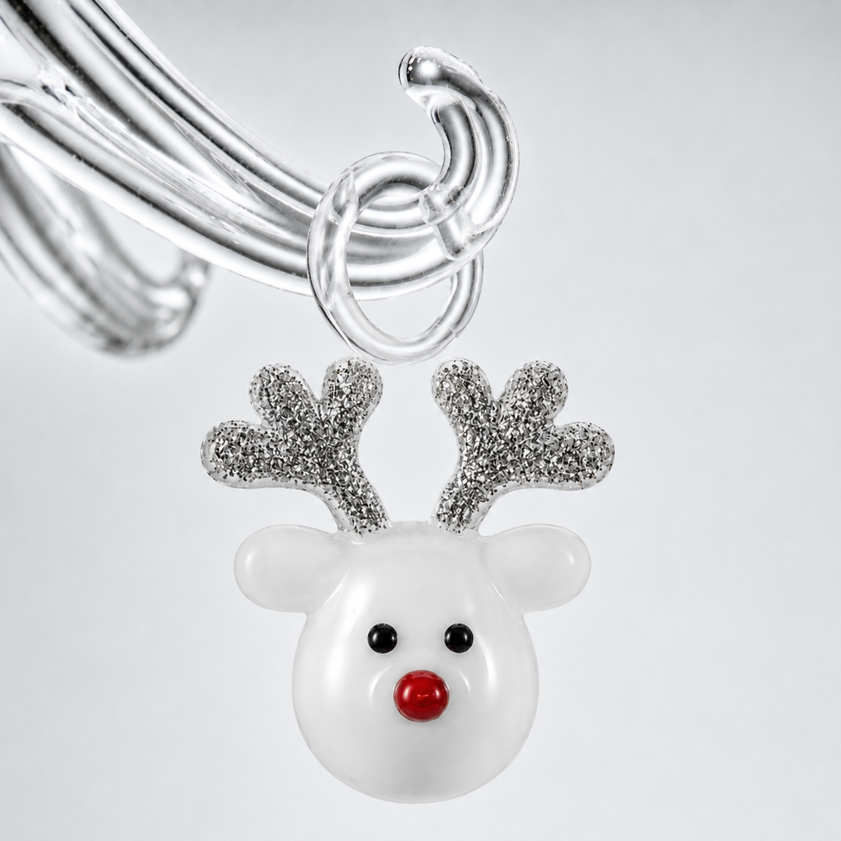Glass Christmas Tree with Hanging Ornaments – 20cm – Clear/Silver
