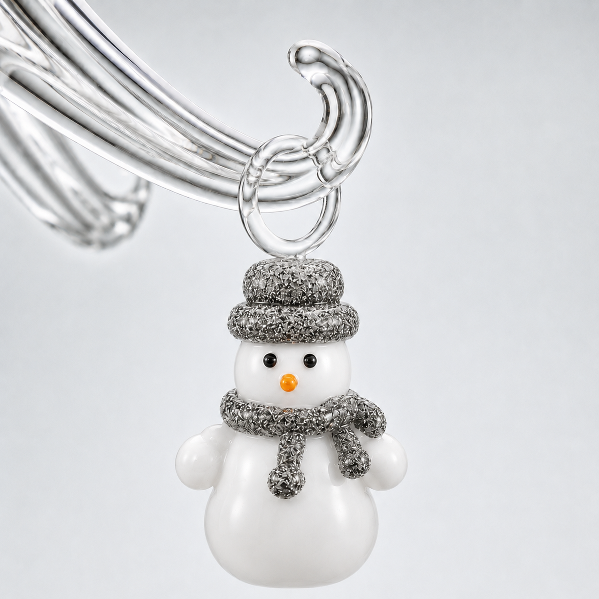Glass Christmas Tree with Hanging Ornaments – 20cm – Clear/Silver