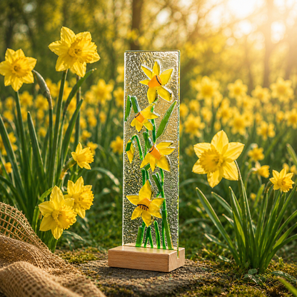 Standing Decorative Flower Plaque - Yellow