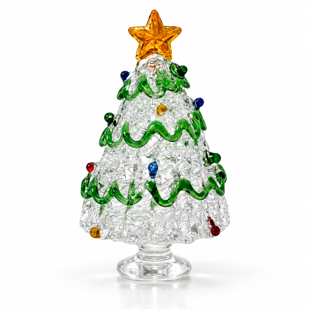 Glass Christmas Tree on Stand – Festive Miniature Ornament
