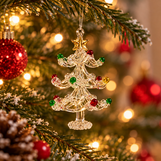 Vintage Glass Christmas Tree – Hanging Miniature Ornament