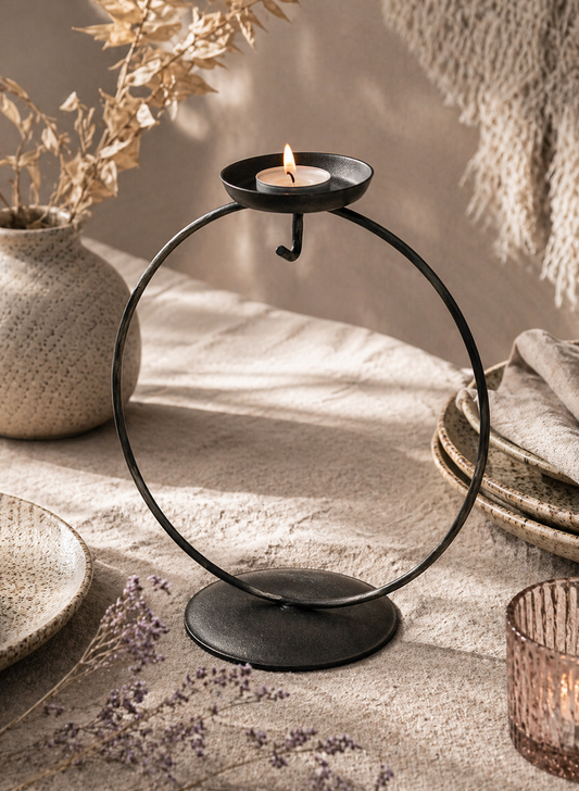 Display Stand - Circular Tea Light - Black