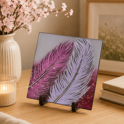 Square Plate - Whispering Feather - Violet