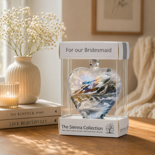 8cm Friendship Heart - For Our Bridesmaid - Pastel Silver