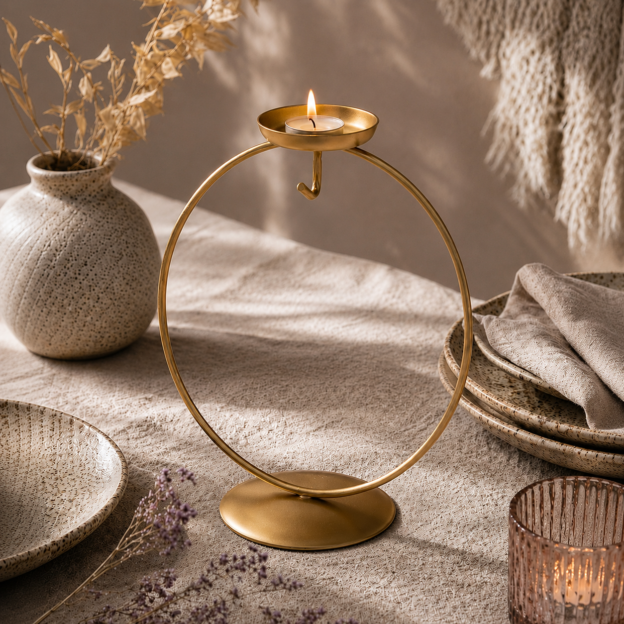 Display Stand - Circular Tea Light - Gold