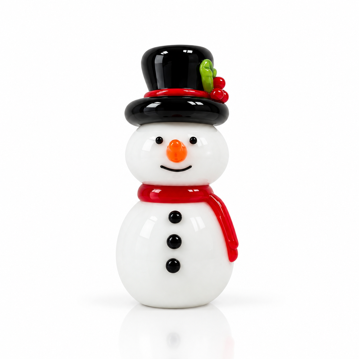 Glass Snowman with Top Hat – Christmas Miniature Figurine