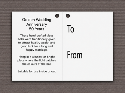 10cm Friendship Ball - 50th Wedding Anniversary - Golden