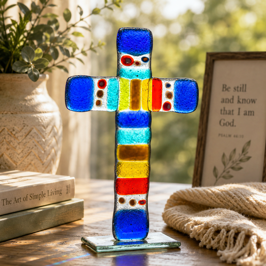 Standing Glass Cross - Multioloured