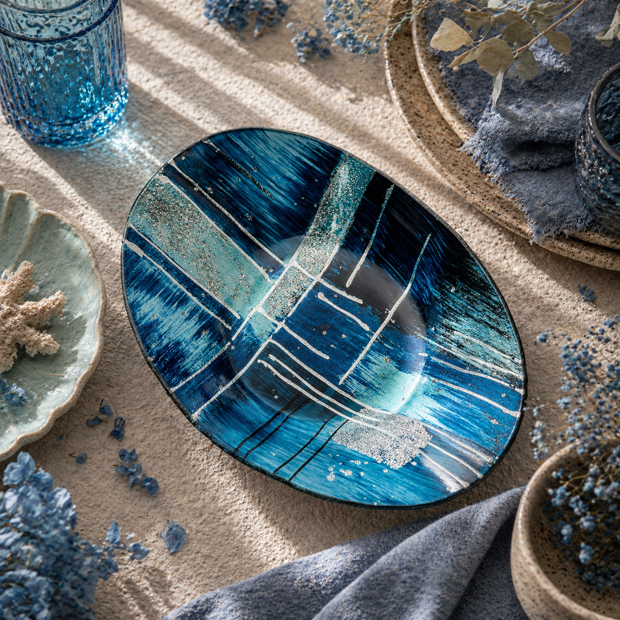 Oval Bowl - Piazza - Blue