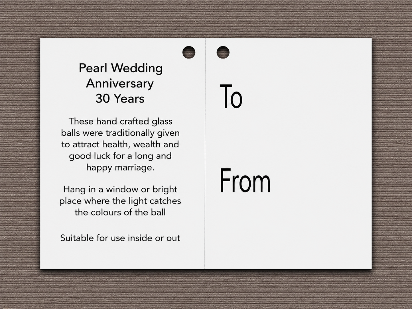 10cm Friendship Ball - 30th Wedding Anniversary - Pearl