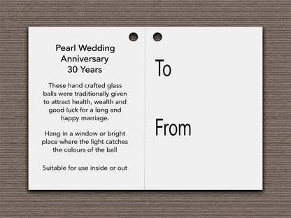 10cm Friendship Ball - 30th Wedding Anniversary - Pearl