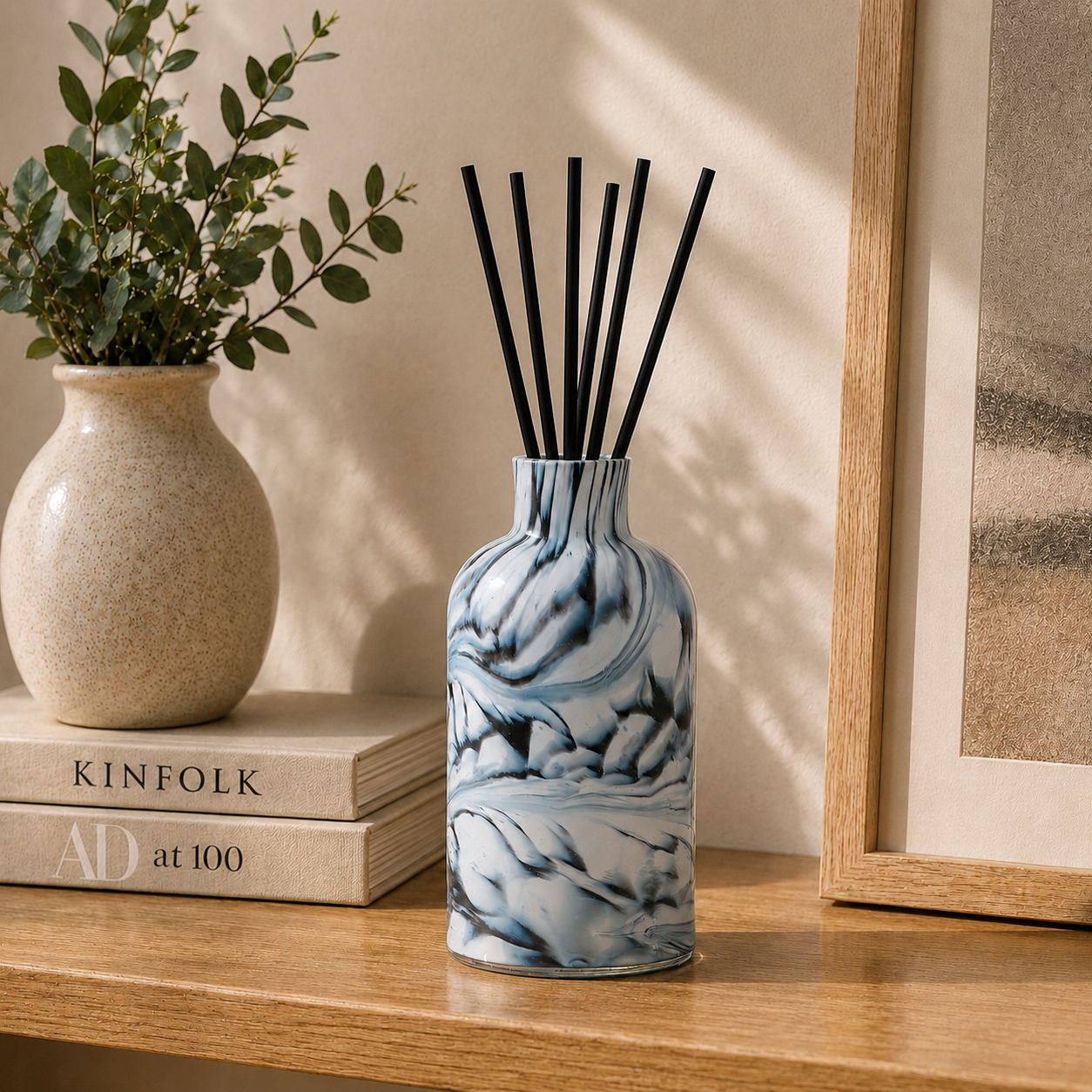 Reed Diffuser - Oval - White Sienna Glass
