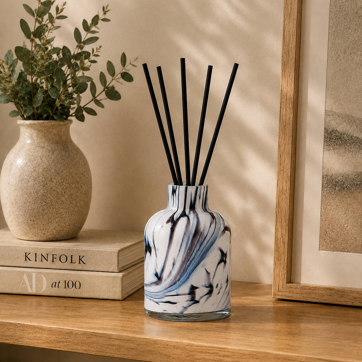 Reed Diffuser - Oval - White Sienna Glass