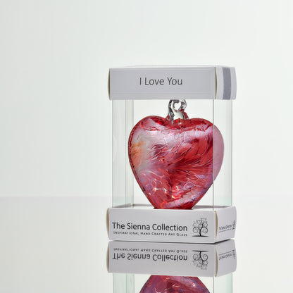 8cm Friendship Heart - I Love You - Red - Sienna Glass
