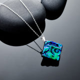 Dichroic Jewellery - Necklace and Earrings Set - Midnight Blue & Dark Green