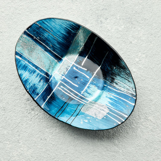 Oval Bowl - Piazza - Blue - Sienna Glass