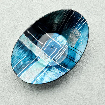 Oval Bowl - Piazza - Blue - Sienna Glass