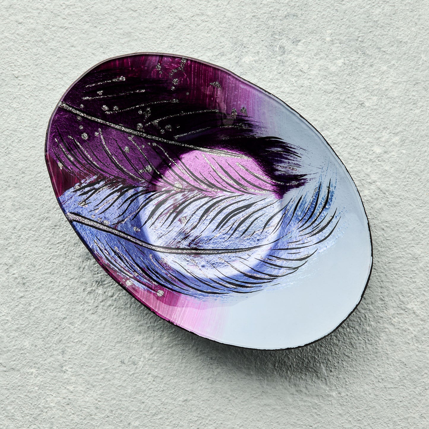 Oval Bowl - Whispering Feather - Violet - Sienna Glass