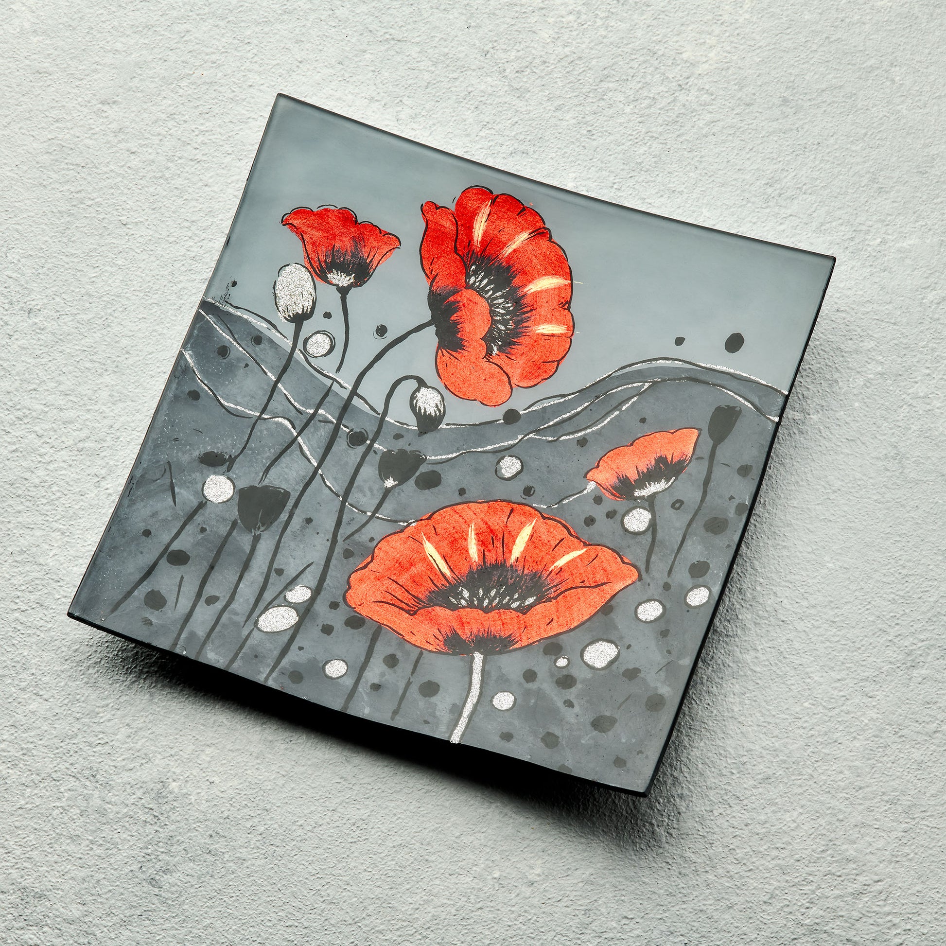 Square Plate - Wild Poppy - Sienna Glass