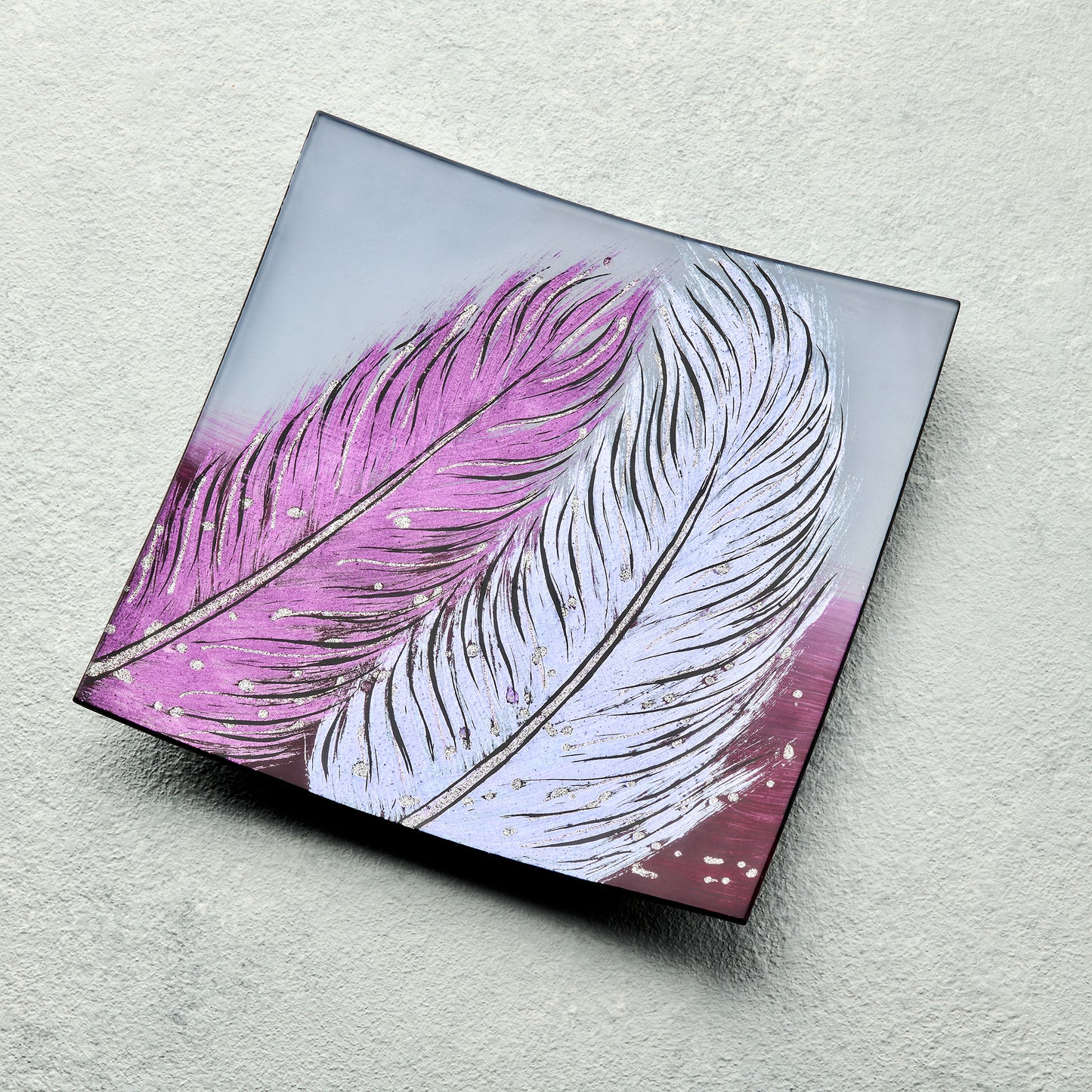 Square Plate - Whispering Feather - Violet - Sienna Glass