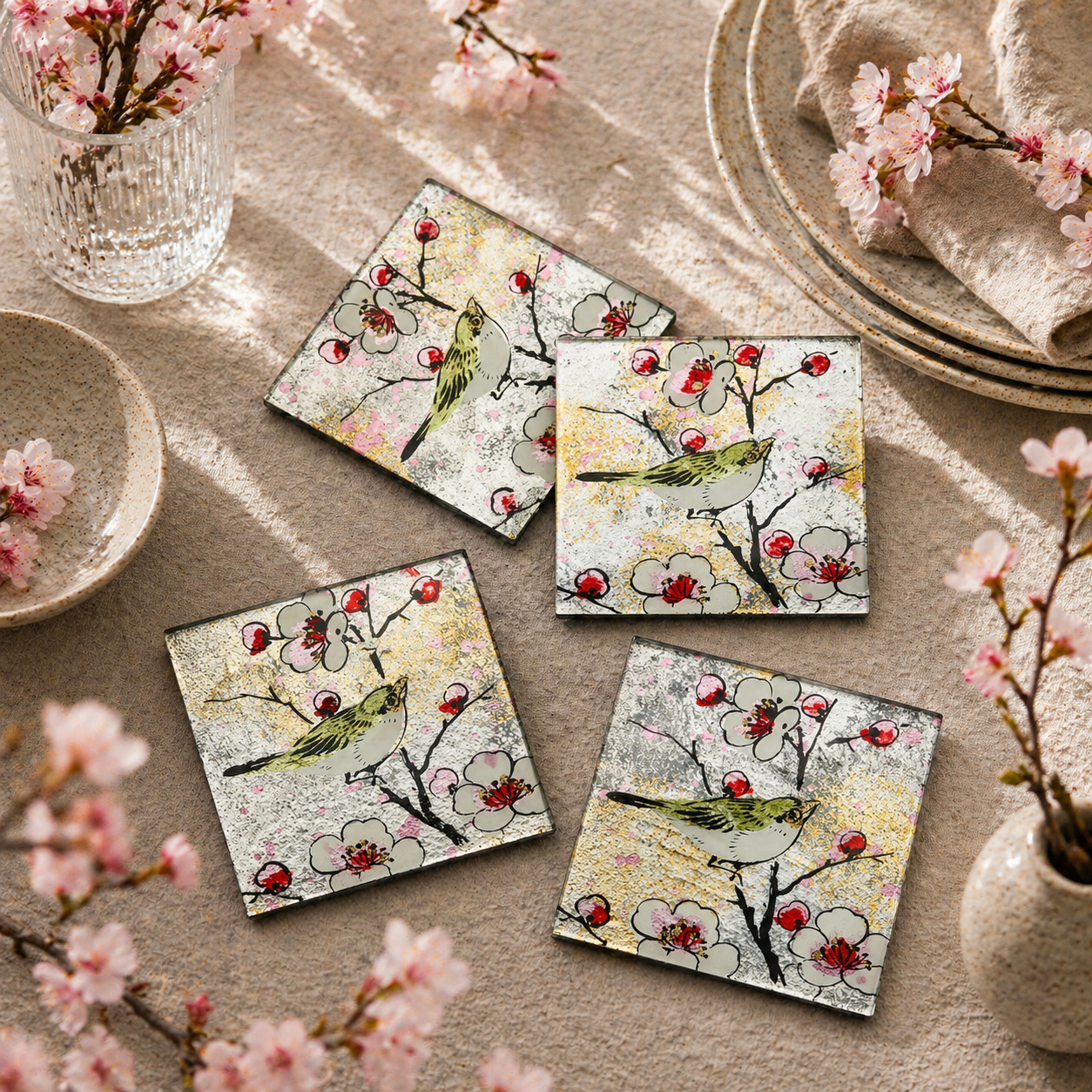 Set of 4 Coasters - Bird Song
