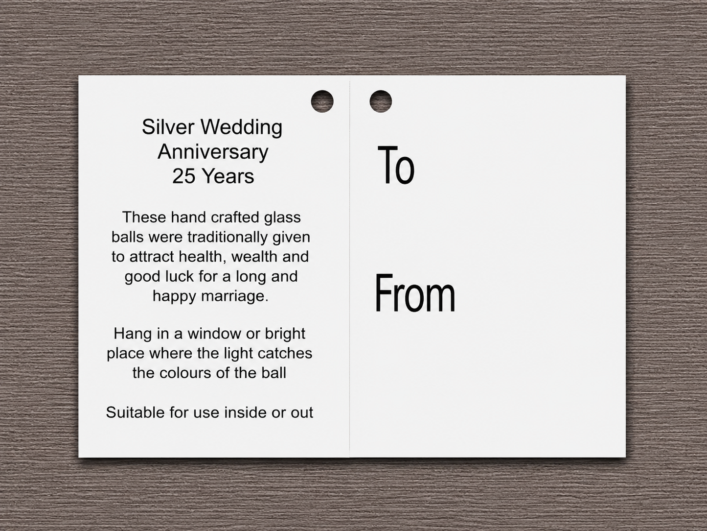 10cm Friendship Ball - 25th Wedding Anniversary - Silver