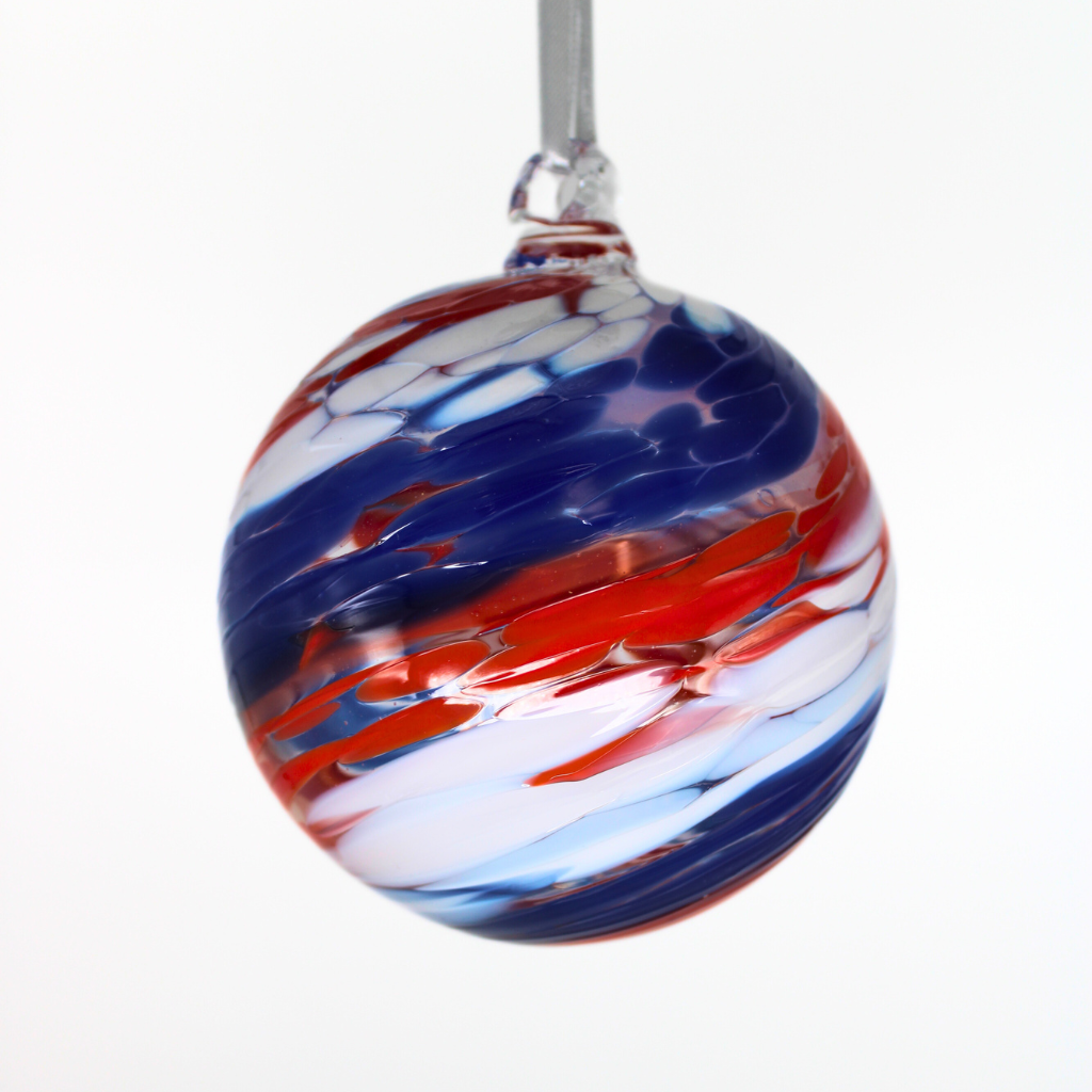 10cm Friendship Ball - Happy 4th July – Sienna Glass