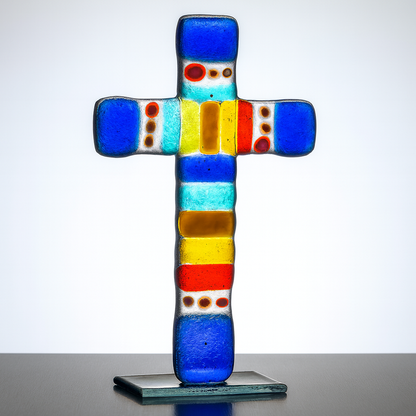 Standing Glass Cross - Multioloured