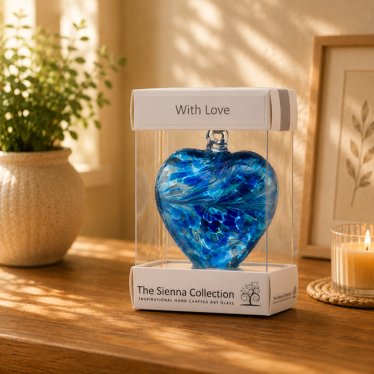 8cm Friendship Heart - With Love - Blue