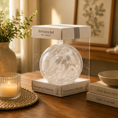 10cm Birthstone Ball - April/Diamond
