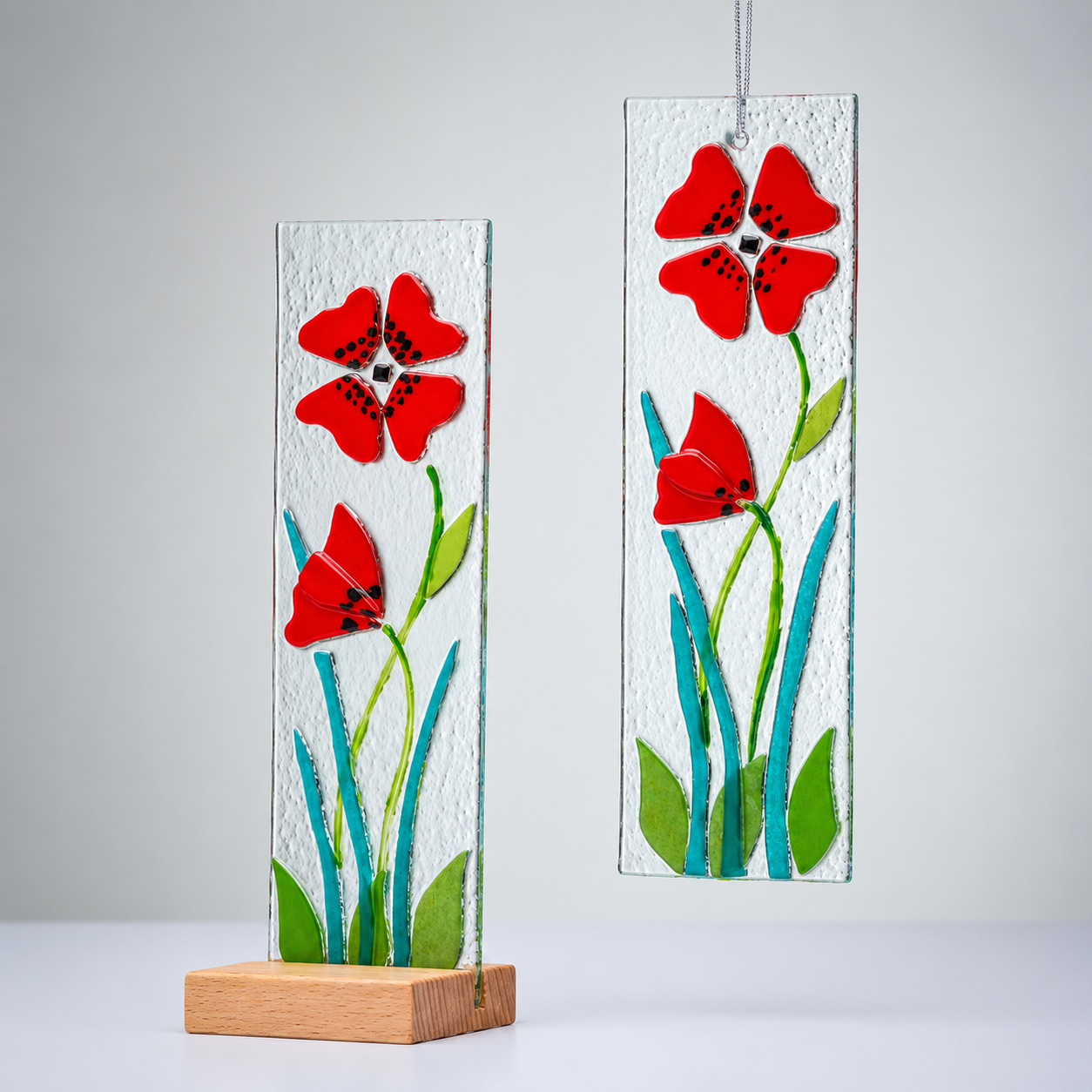Standing Decorative Flower Plaque - Red