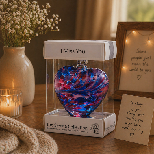 8cm Friendship Heart - I Miss You - Blue & Pink