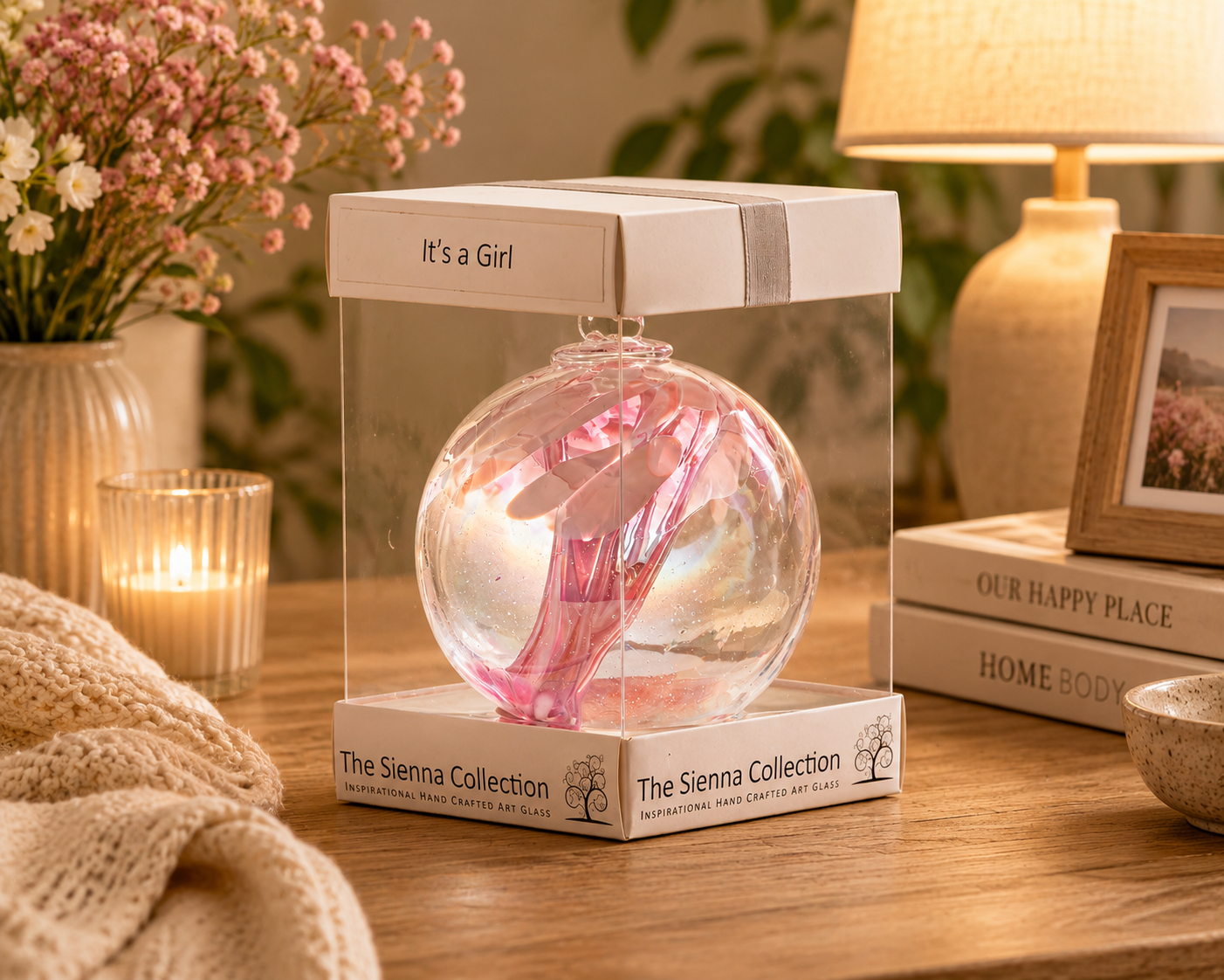 10cm Spirit Ball - 'It's a Girl!' - Pastel Pink