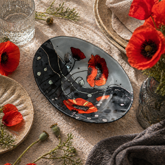 Oval Bowl - Wild Poppy