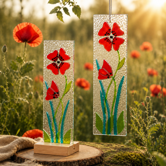 Standing Decorative Flower Plaque - Red