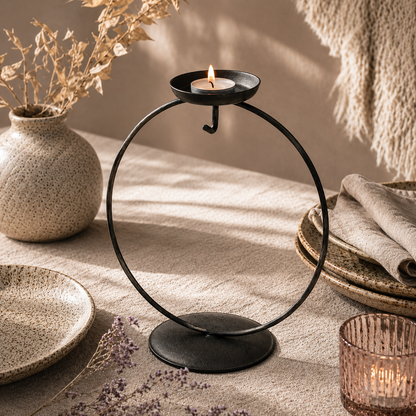 Display Stand - Circular Tea Light - Black