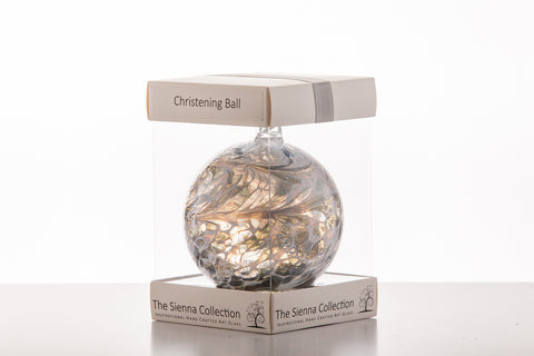 10cm Friendship Ball - Christening - Pastel Silver | Sienna  Glass 