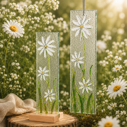 Standing Decorative Flower Plaque - White