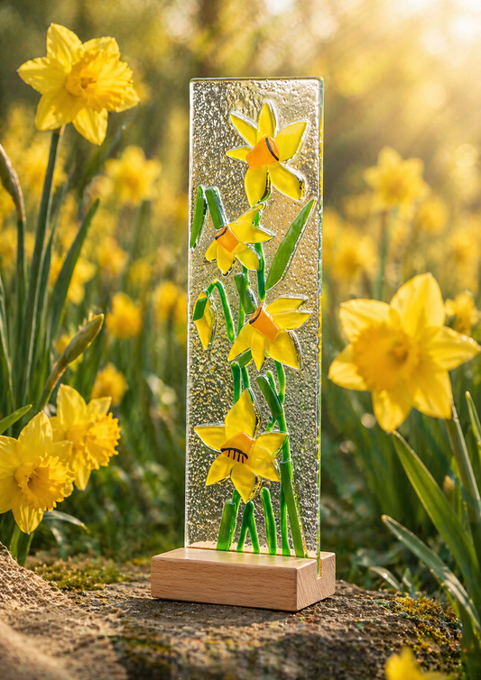 Standing Decorative Flower Plaque - Yellow