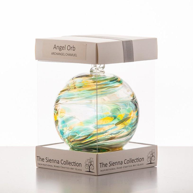 10cm Angel Orb - Archangel Chamuel - Green Flourite