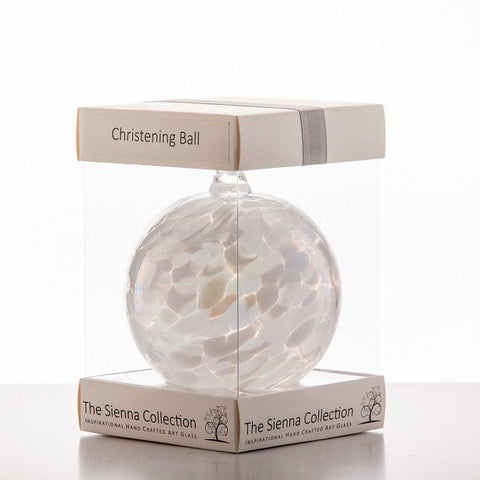 10cm Friendship Ball - Christening - White | Sienna  Glass 