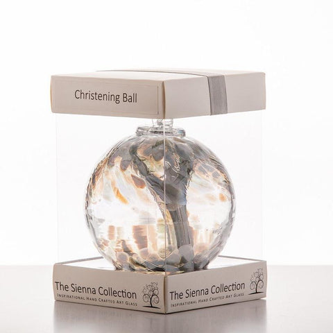 10cm Spirit Ball - Christening - Pastel Silver | Sienna  Glass 