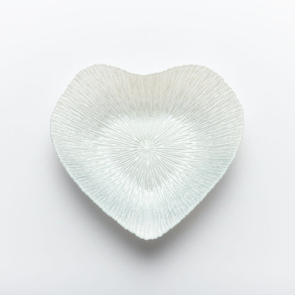 30cm Glass Bowl - Heart Design - Silver