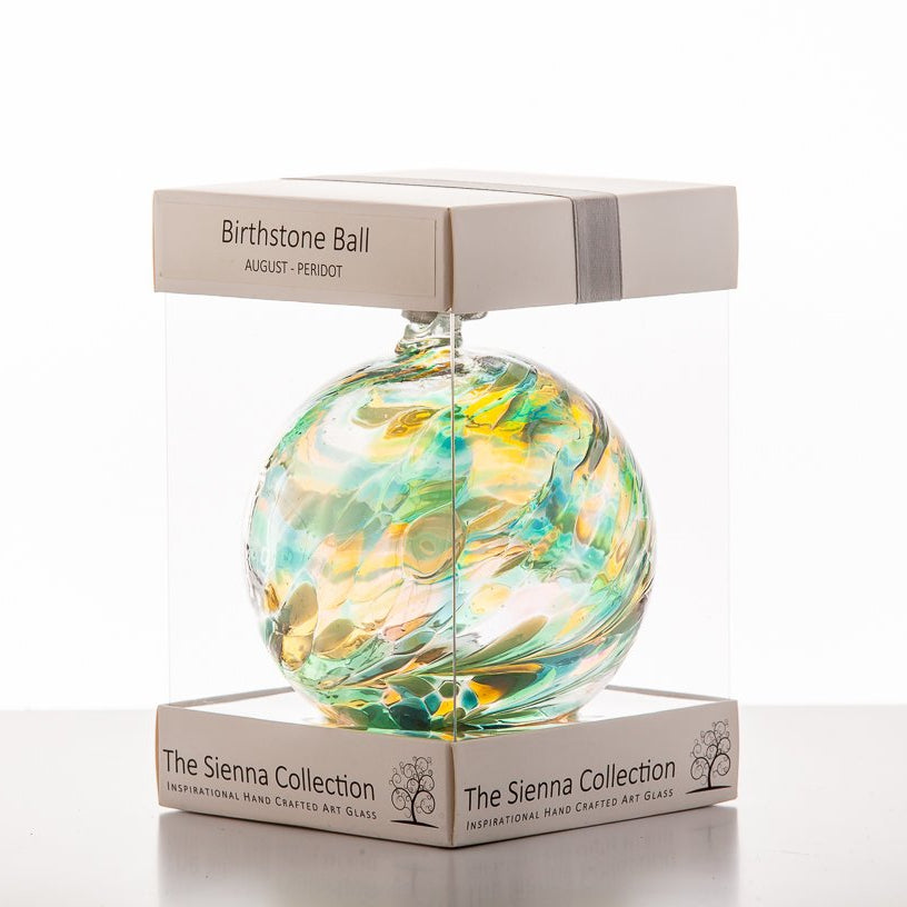 10cm Birthstone Ball - August/Peridot - Sienna Glass